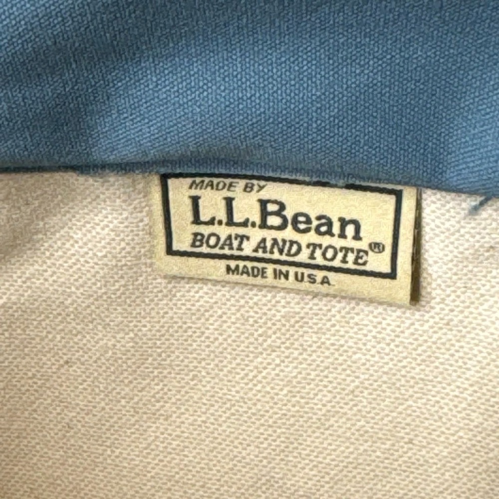 L.L. Bean Boat And Tote Bag Medium Blue Canvas USA Monogram Preppy Coastal - Picture 3 of 15